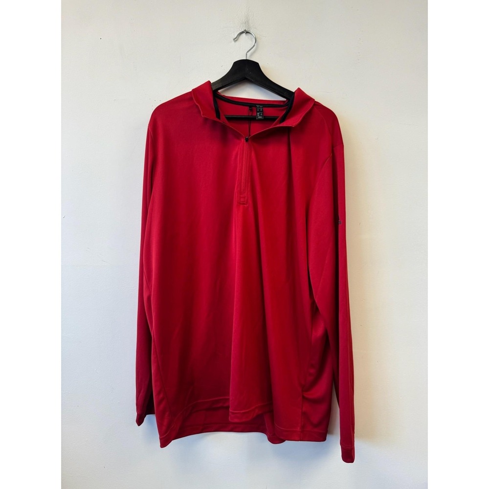 Adidas Golf Pullover Shirt Mens 2XL Red 1/4 Zip Lightweight Performance Top